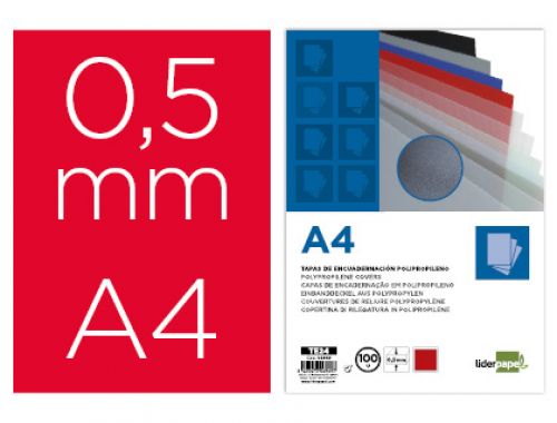 Capa encadernacao liderpapel polipropileno a4 0.5mm vermelho embalagem de 100 unidades , Liderpapel , 6949 , 8423473069497